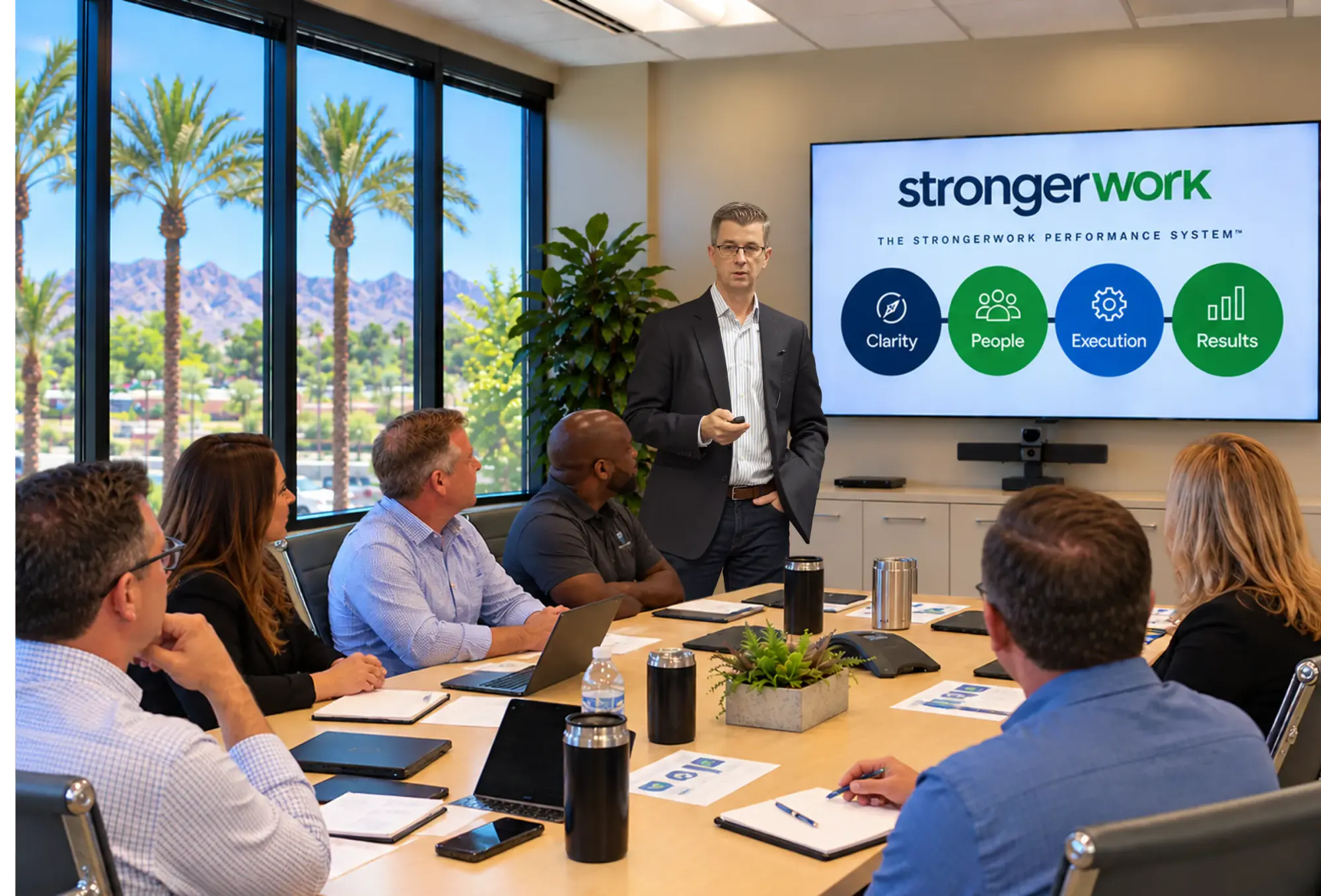 Al Marquiss facilitating a StrongerWork Performance System session with a leadership team